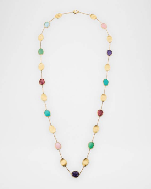 Lunaria 18K Yellow Gold Necklace with Mixed Stones